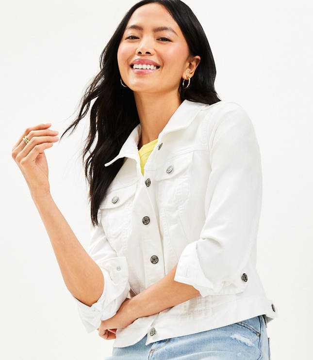 Ann taylor white denim jacket best sale