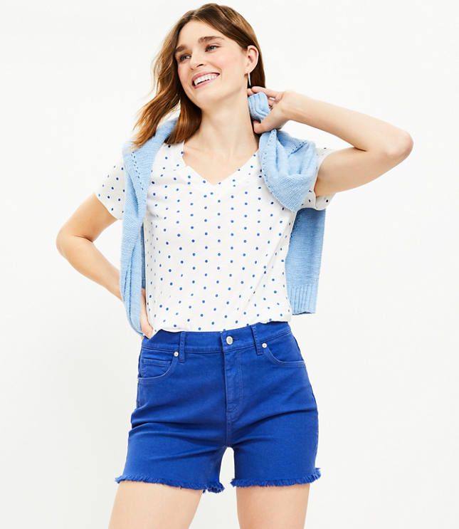 Women Shorts High-Rise Cerulean Blue Short | Blexry