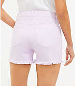 Frayed High Rise Denim Cut Off Shorts carousel Product Image 3