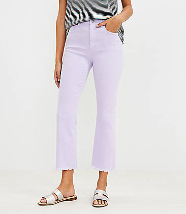 Countryside shell speed Frayed High Rise Kick Crop Jeans in Frosted Lavender | LOFT