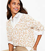 Leopard Print Relaxed V-Neck Sweater carousel Product Image 2