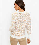 Leopard Print Relaxed V-Neck Sweater carousel Product Image 3