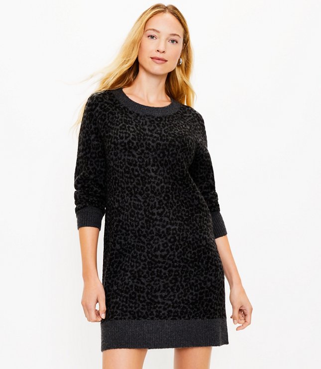 Loft Leopard Print Sweater Dress