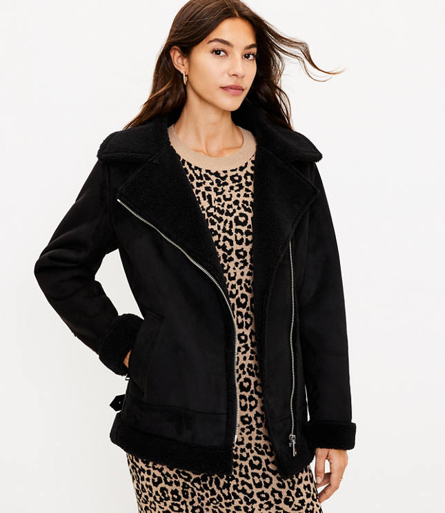 Petite faux outlet suede jacket