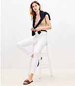 Frayed High Rise Skinny Jeans in White carousel Product Image 2