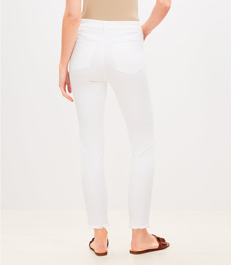 Frayed High Rise Skinny Jeans in White image number 2