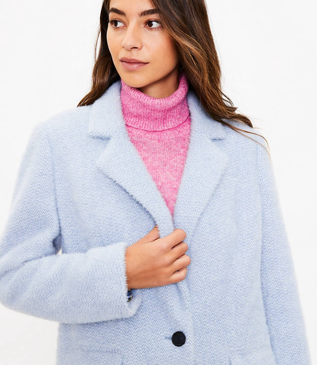 Melange Faux Fur Collar Doublecloth Jacket