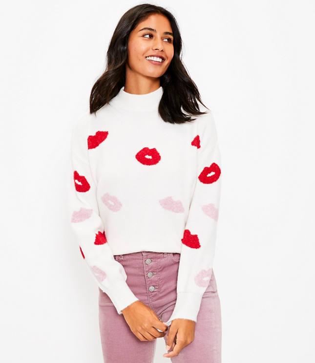 Sweater with lips clearance print