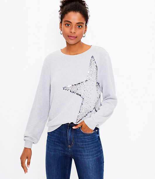 Loft Sequin Star Sweatshirt