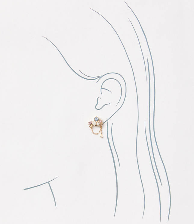 Stone Cluster Chain Earrings