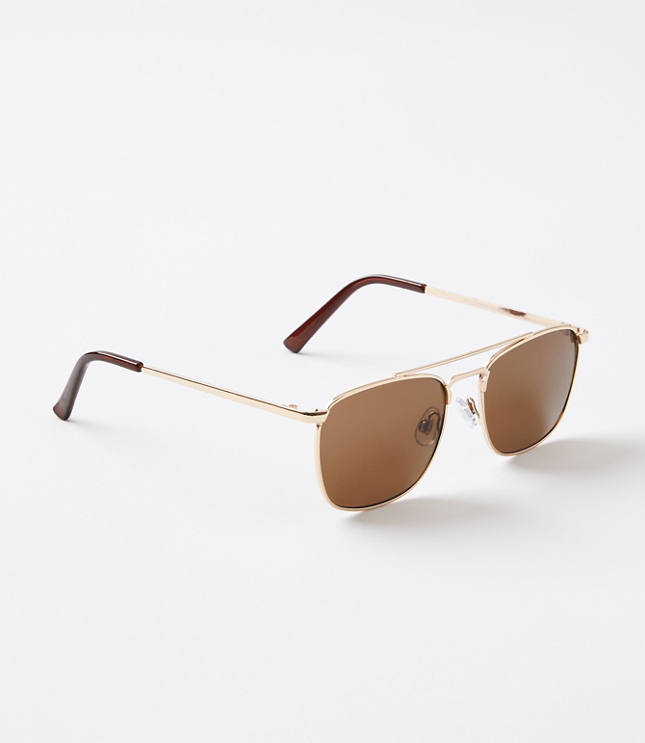 Square Aviator Shades - Gold & Brown