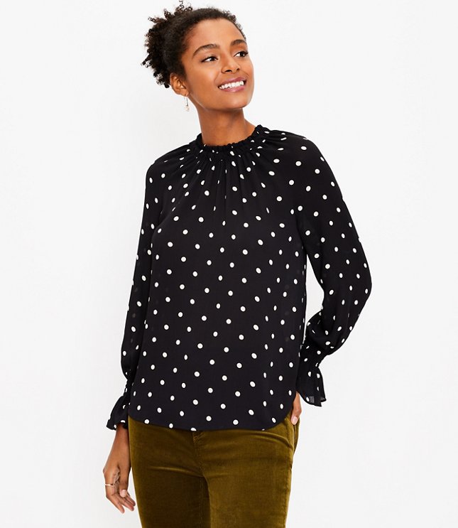 Dotted Bell Cuff Blouse