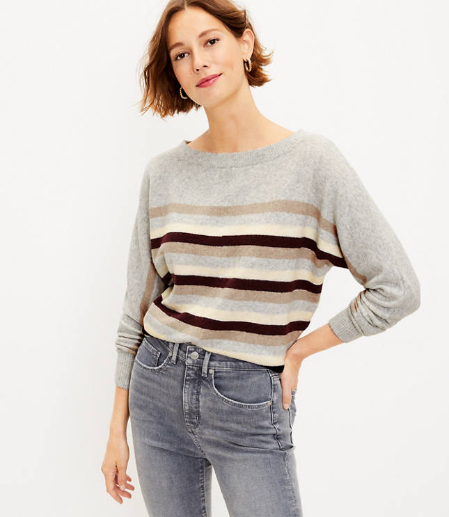 Neutral Striped Dolman Sweater - The Fancy Things