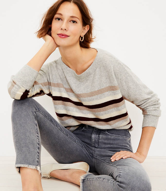 Neutral Striped Dolman Sweater - The Fancy Things