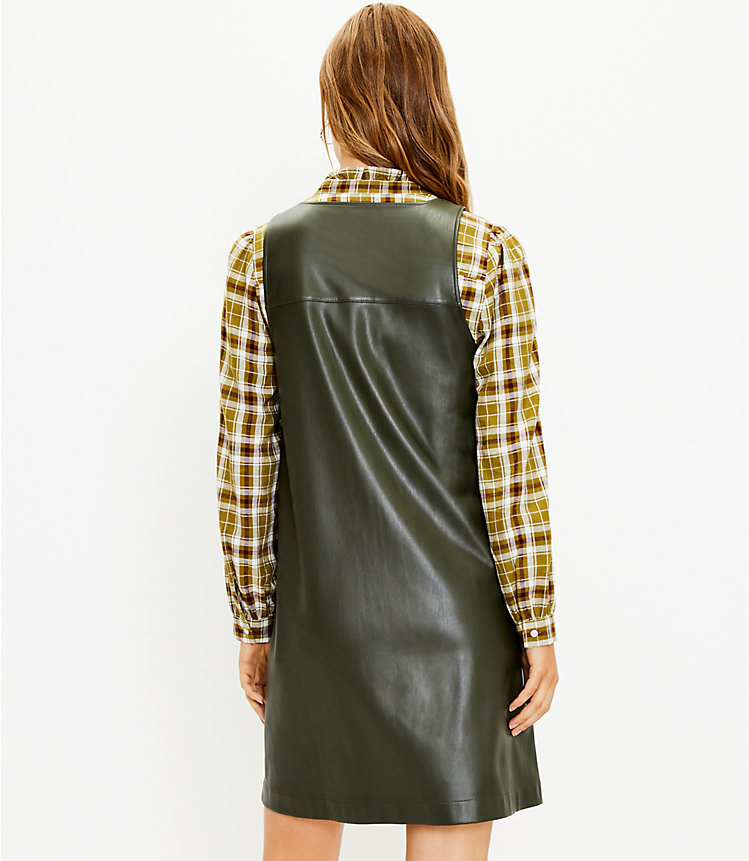 Faux Leather Button Pocket Dress image number 2