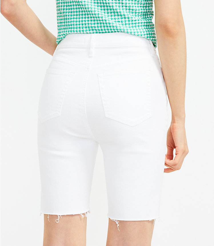 Fresh Cut High Rise Denim Bike Shorts in White image number 2