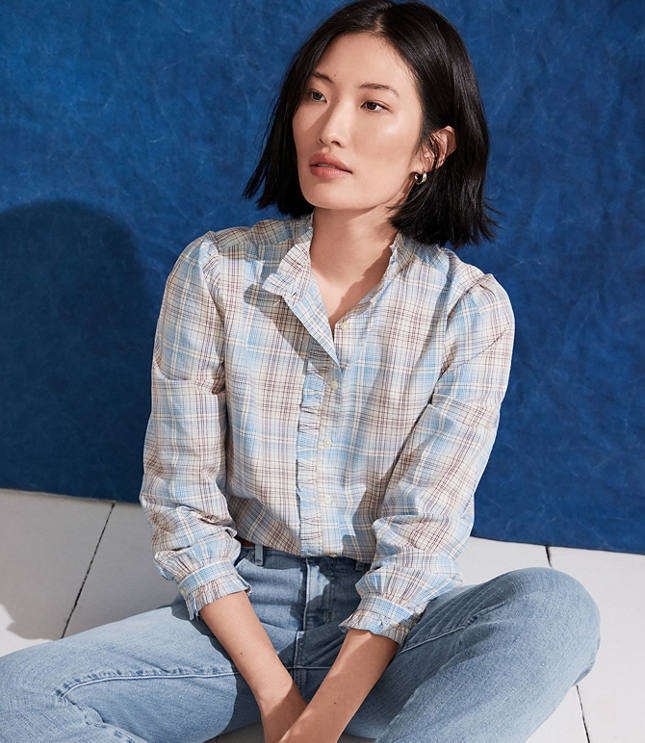 Plaid best sale ruffle shirt