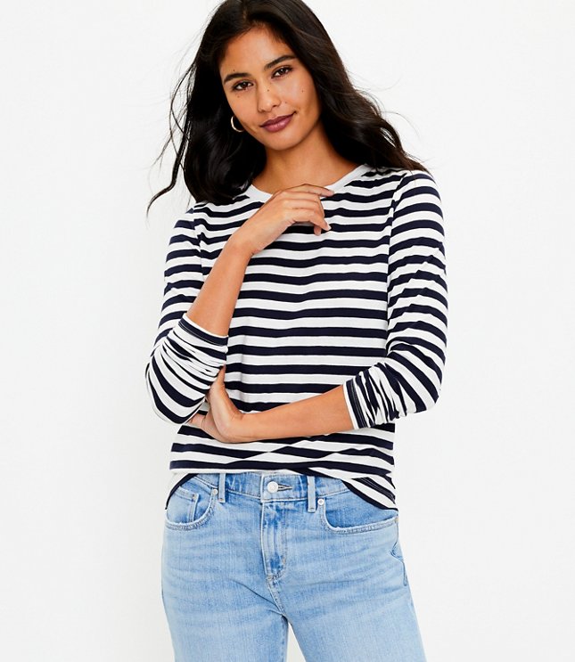 Striped Long Sleeve Everyday Crew Tee