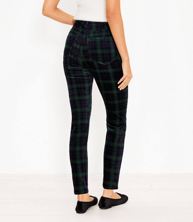 Plaid skinny 2025 fit pants women's