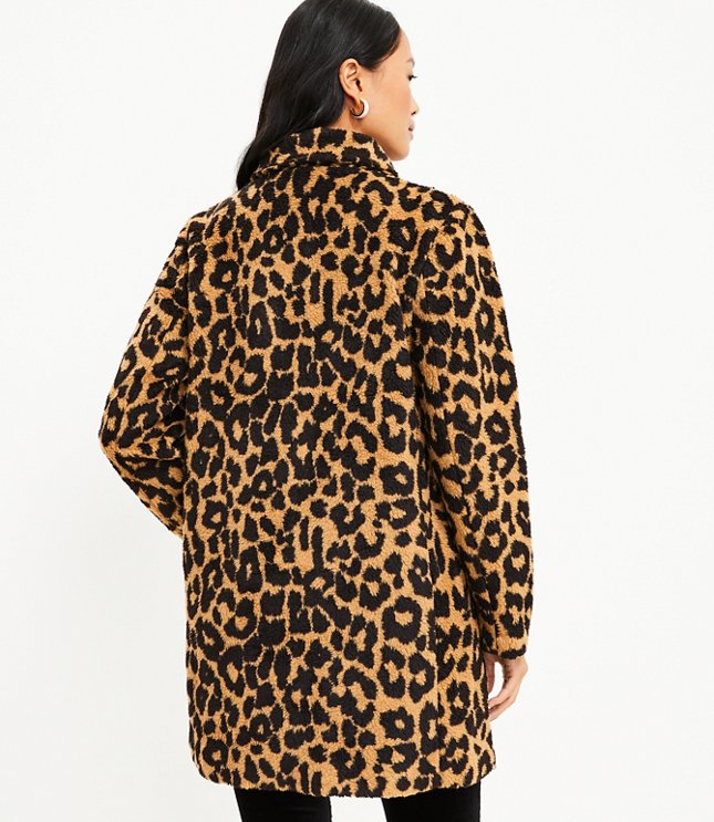 Topshop Petite Faux Fur Jacket In Leopard-multi