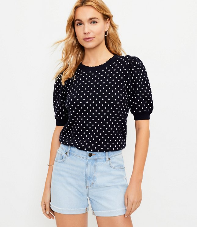Loft Dotted Scalloped Sweater Tee