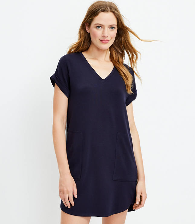 V neck shop pocket dress