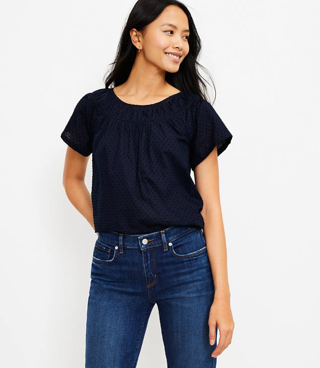 Dot Mixed Media Blouse