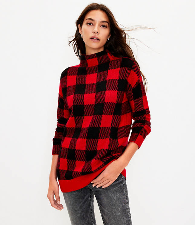 FINAL SALE Black & Red Buffalo Plaid Tunic Sweater – Pretty as a Peach  Boutique