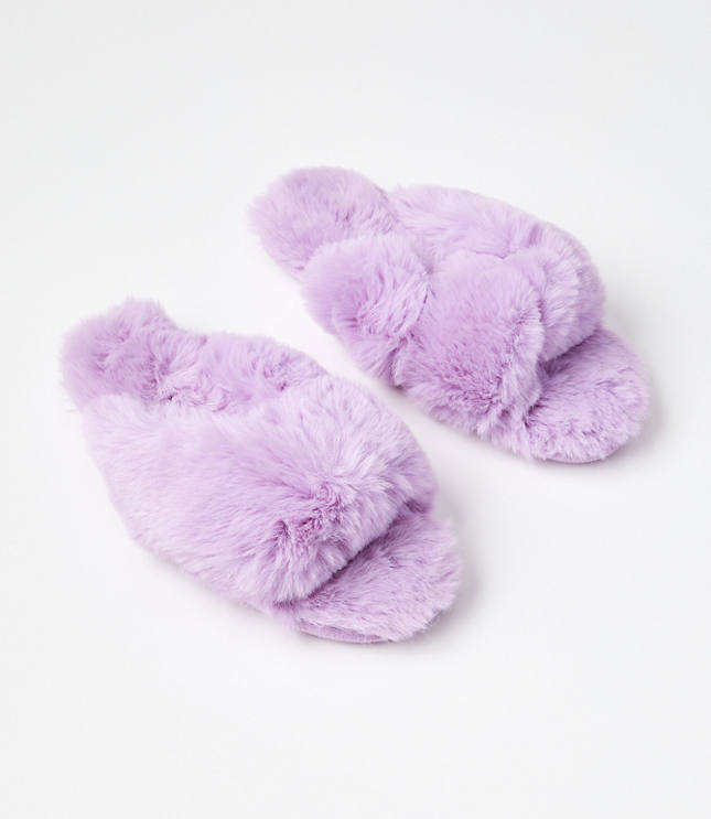 Loft faux fur discount slippers