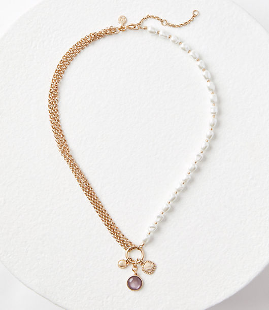 Loft Pearlized Chain Necklace