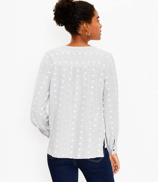 Clip Dot Henley Blouse