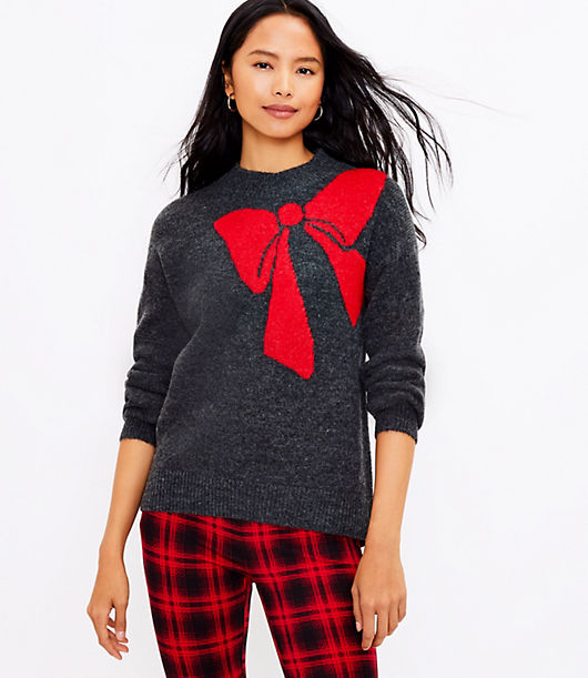 Loft Petite Bow Mock Neck Sweater