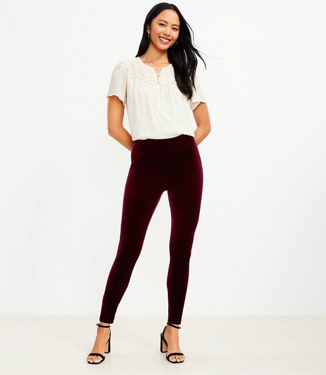 Crushed VELVET Leggings in Burgundy WINE