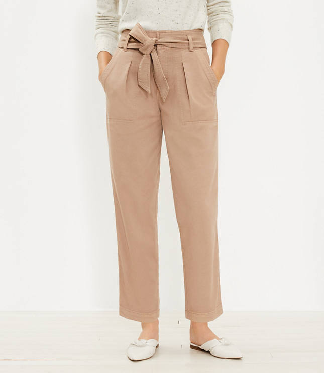 Petite Tie Waist Straight Pants | LOFT