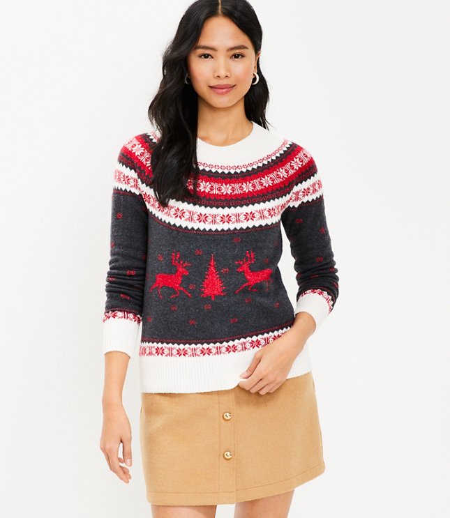 Petite Reindeer Fair Isle Sweater