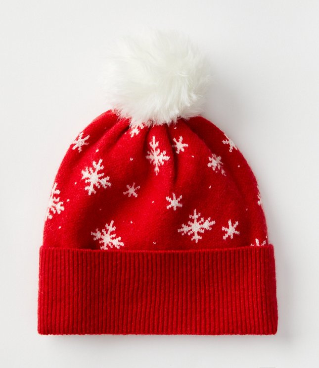 Snowflake Fur Pom Pom Hat | LOFT