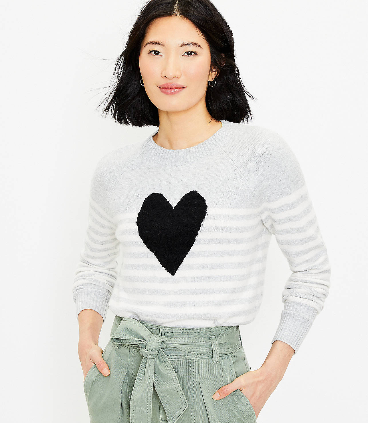 Petite Heart Stripe Sweater