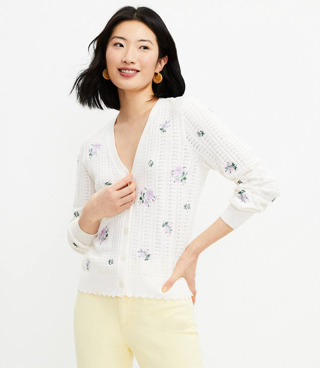 V-Neck Pointelle Knit Cardigan – unnielooks