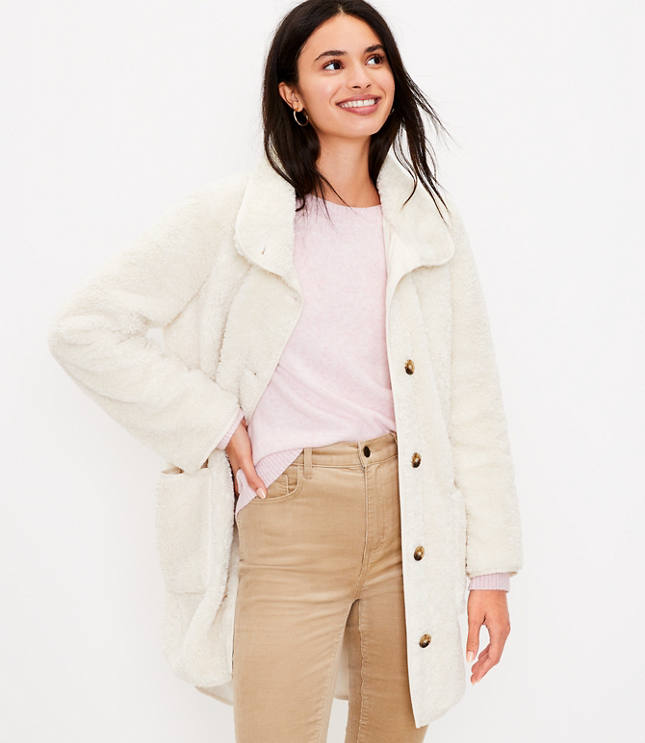 Petite faux shop shearling coat