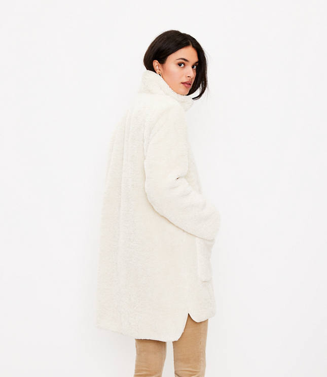 Funnel Neck Shearling Coat