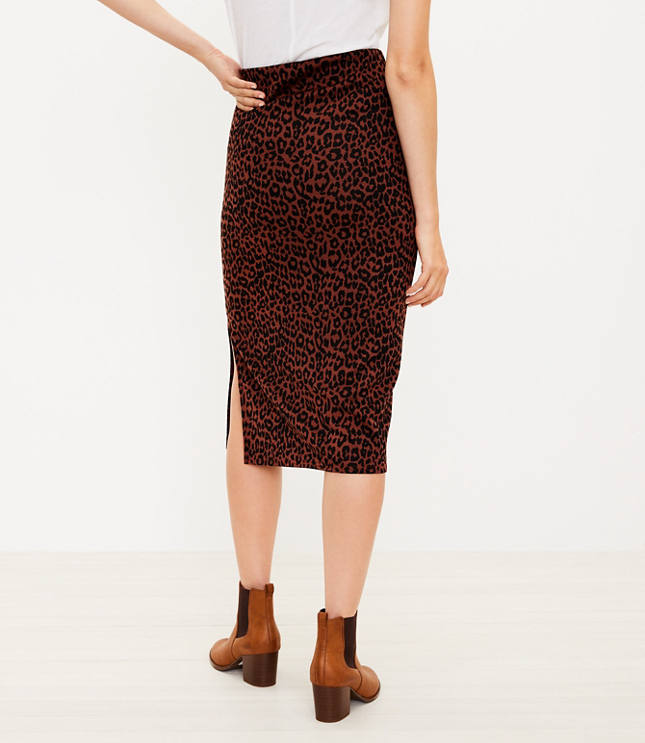 Petite Leopard Print Midi Skirt