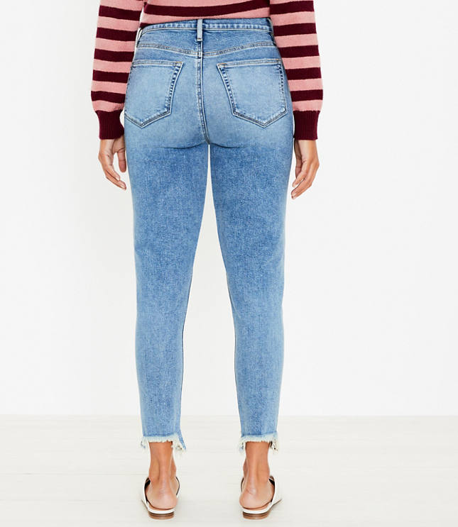 Curvy Chewed Hem High Rise Skinny Jeans in Authentic Indigo