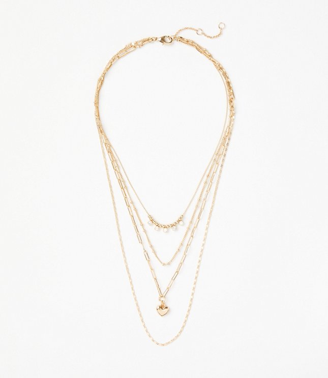 Loft shimmer heart layered necklace
