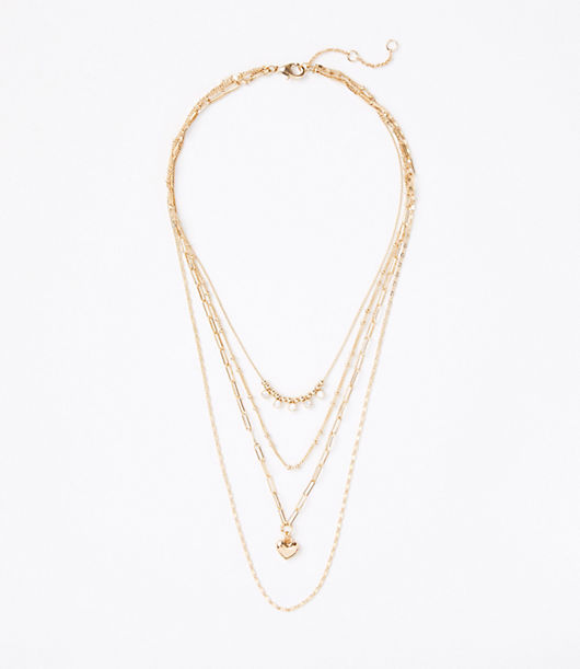 Loft Shimmer Heart Layered Necklace