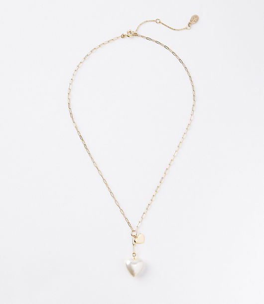 Loft Pearlized Heart Charm Y Necklace