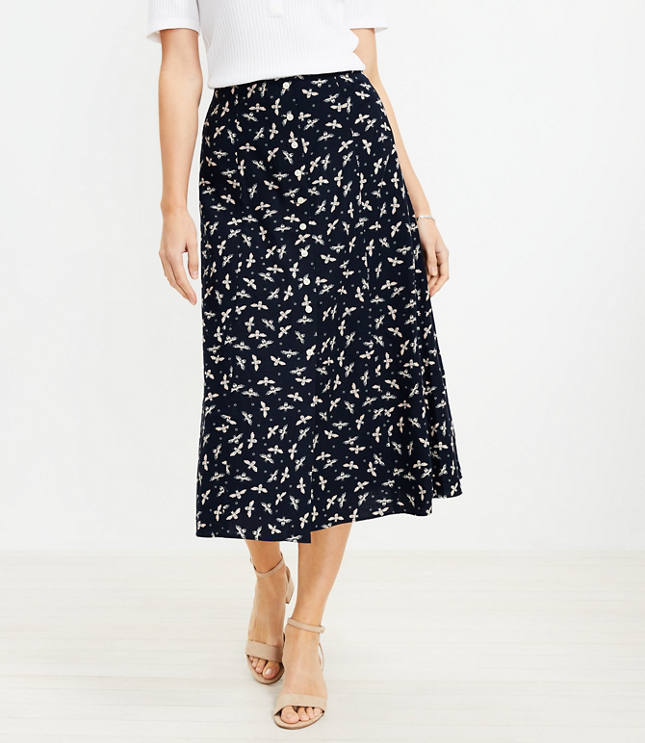 Flora Bee Cord Midi Skirt