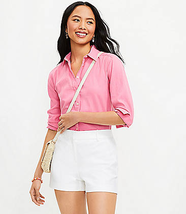 4 NWT Pink Moro Ann Taylor LOFT Slouchy Linen Shorts with 6 Inch Inseam Size 2 