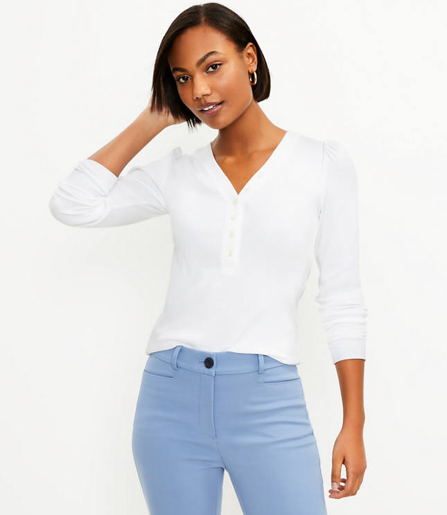 Puff Sleeve Henley Top
