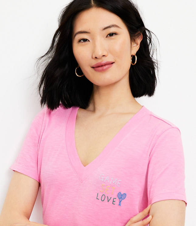 Game Set Love Everyday V-Neck Tee