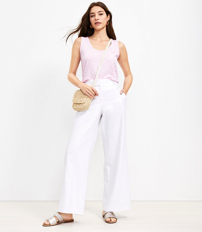 mame：Cotton Linen Twill Wide Trousers 